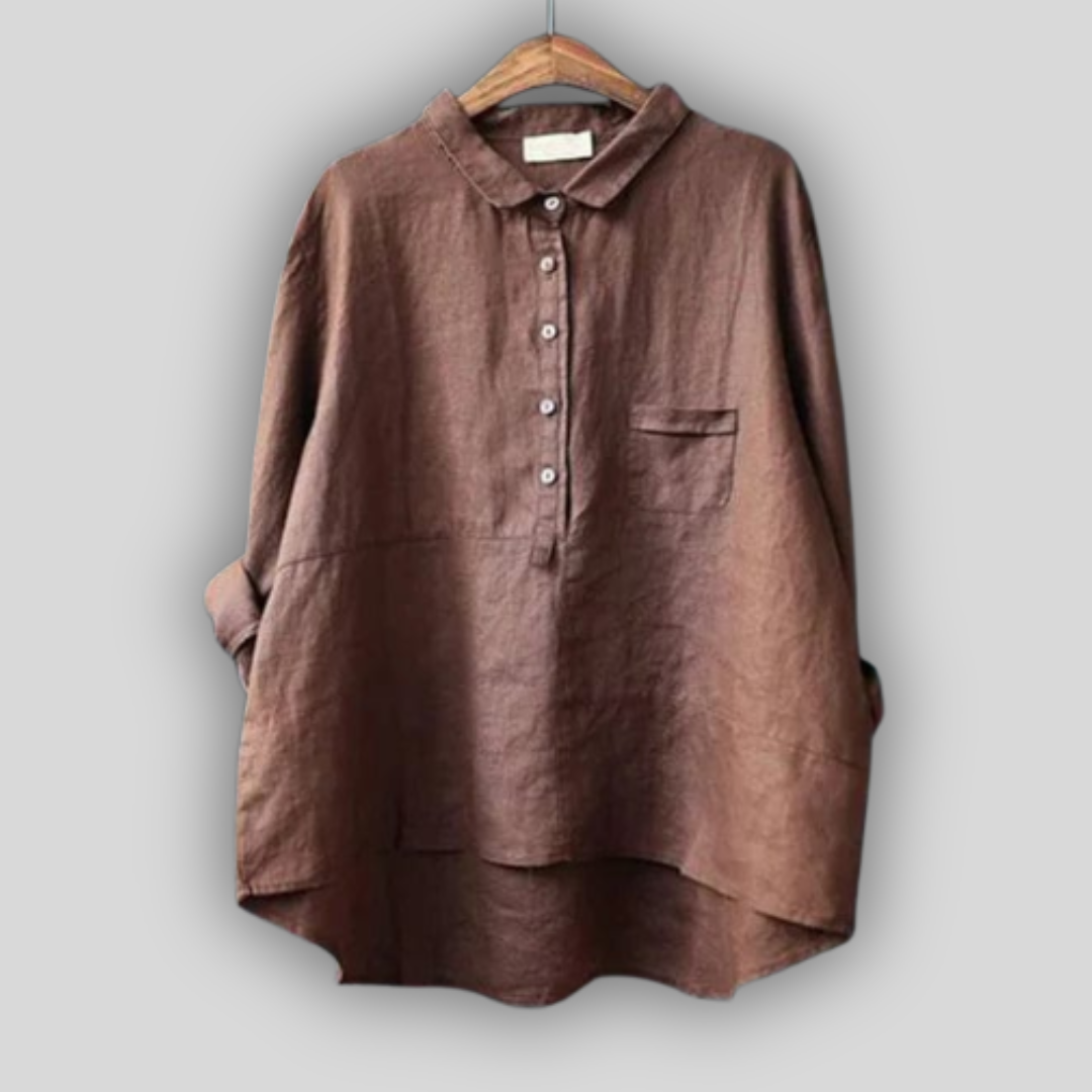 Lniana bluzka zielona prostota