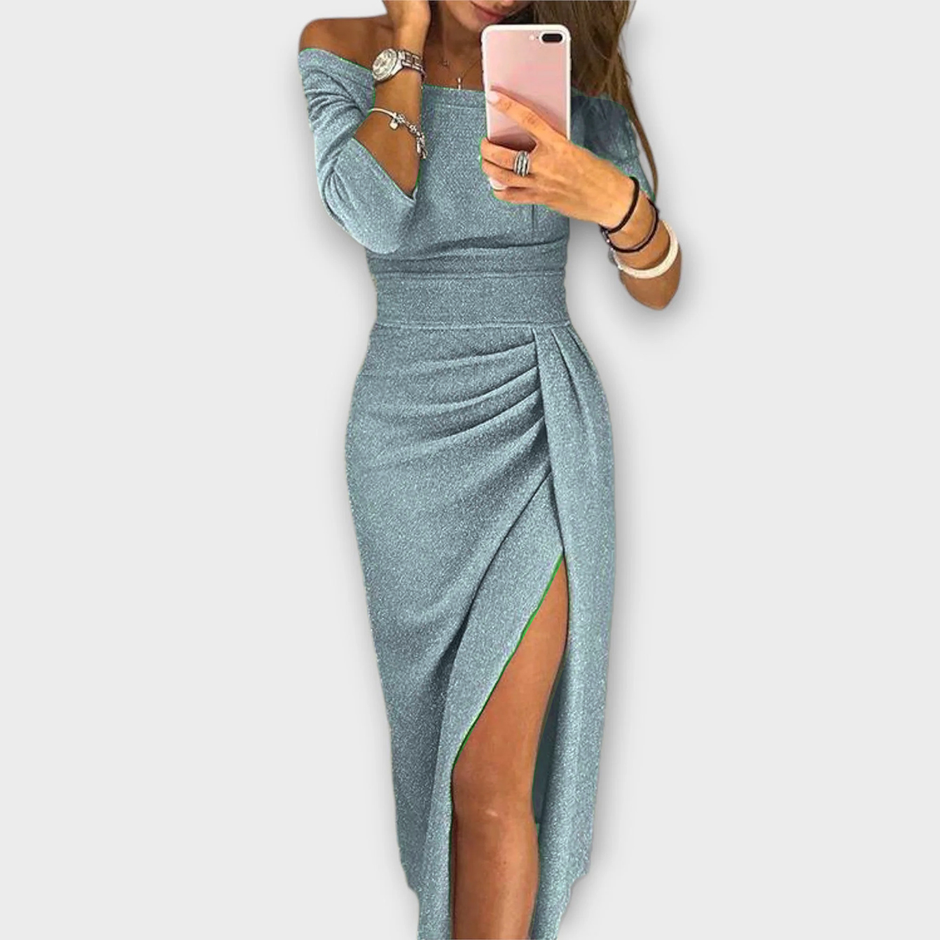 Aurora - Elegancka Sukienka z Odkrytymi Ramionami