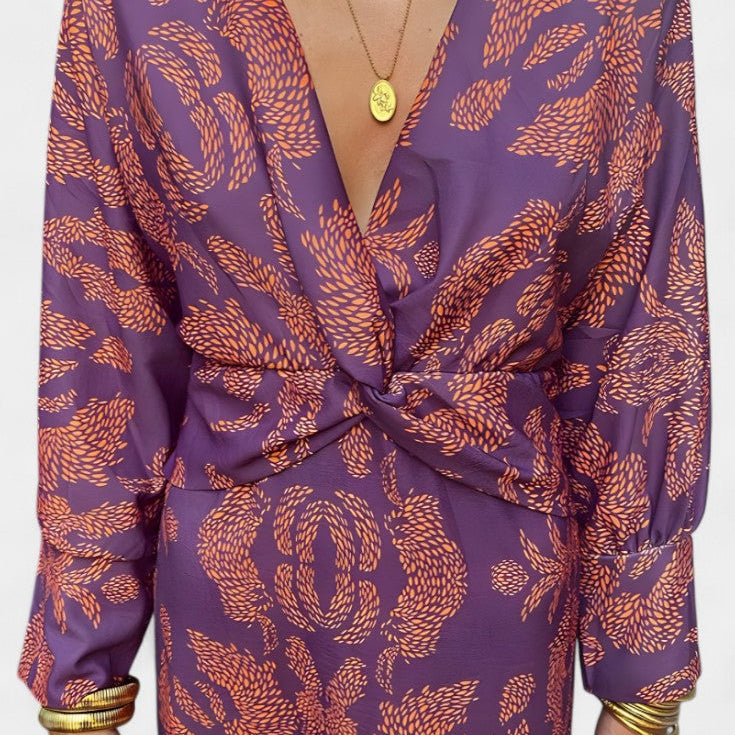 Sukienka Ema Maxi z dekoltem V i przednim węzłem