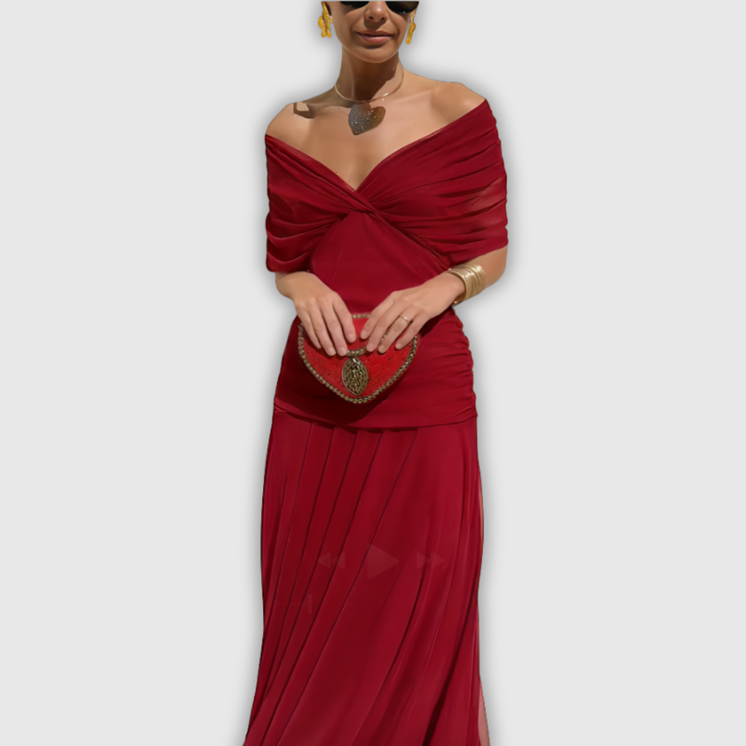 Florendra | Długa sukienka maxi w kwiaty z dekoltem V