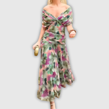 Florendra | Długa sukienka maxi w kwiaty z dekoltem V
