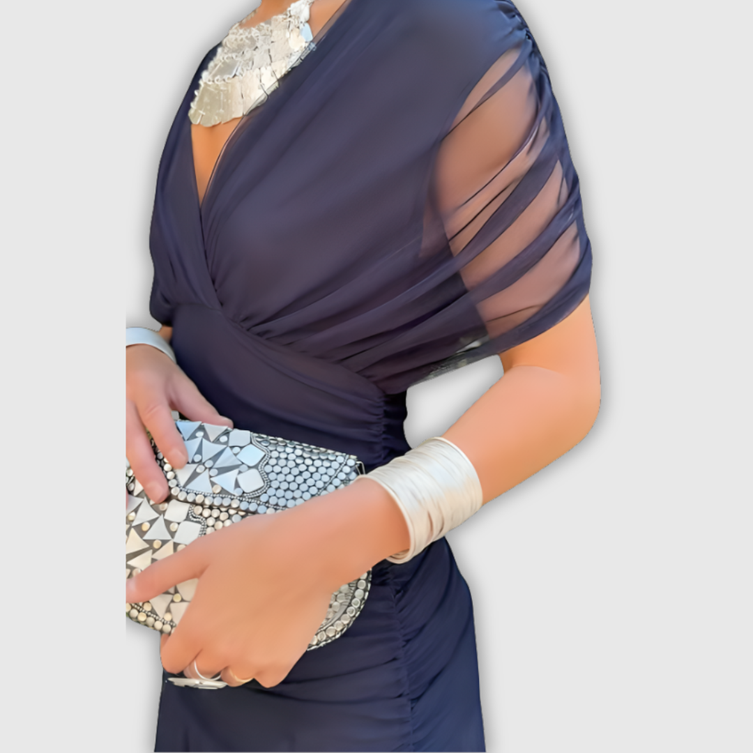 Florendra | Długa sukienka maxi w kwiaty z dekoltem V