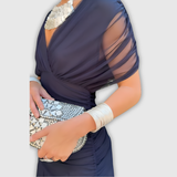 Florendra | Długa sukienka maxi w kwiaty z dekoltem V