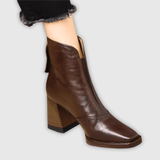 Izabela – Wygodne skórzane botki z noskiem i cholewką do kostki