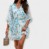 Aurora - Damska sukienka midi z motywem kwiatowym