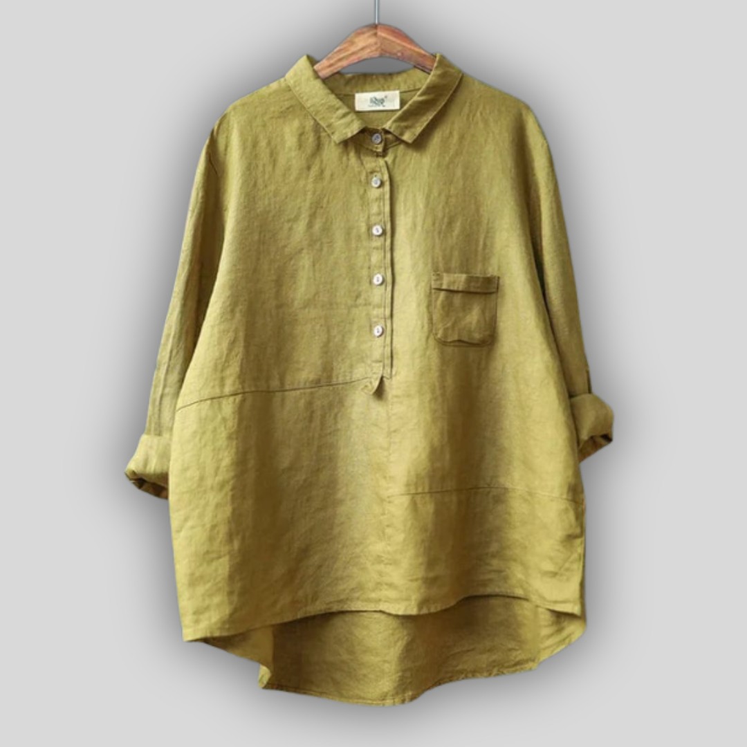 Lniana bluzka zielona prostota