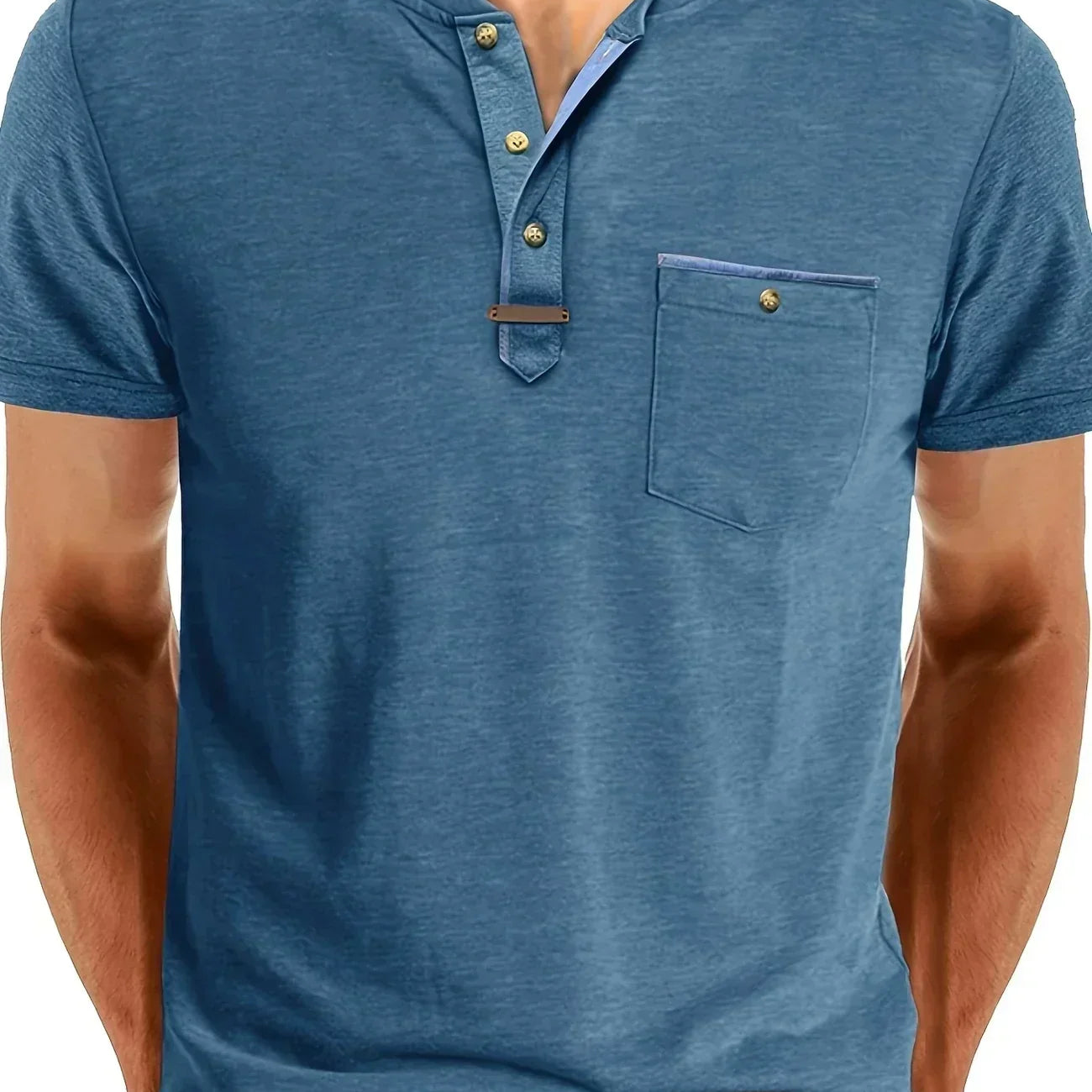 Miękka podstawowa koszulka z kieszonką na piersi dla mężczyzn