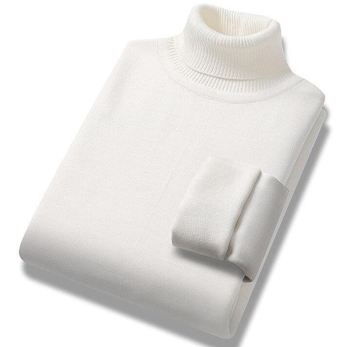 Męski sweter z golfem z futerkiem