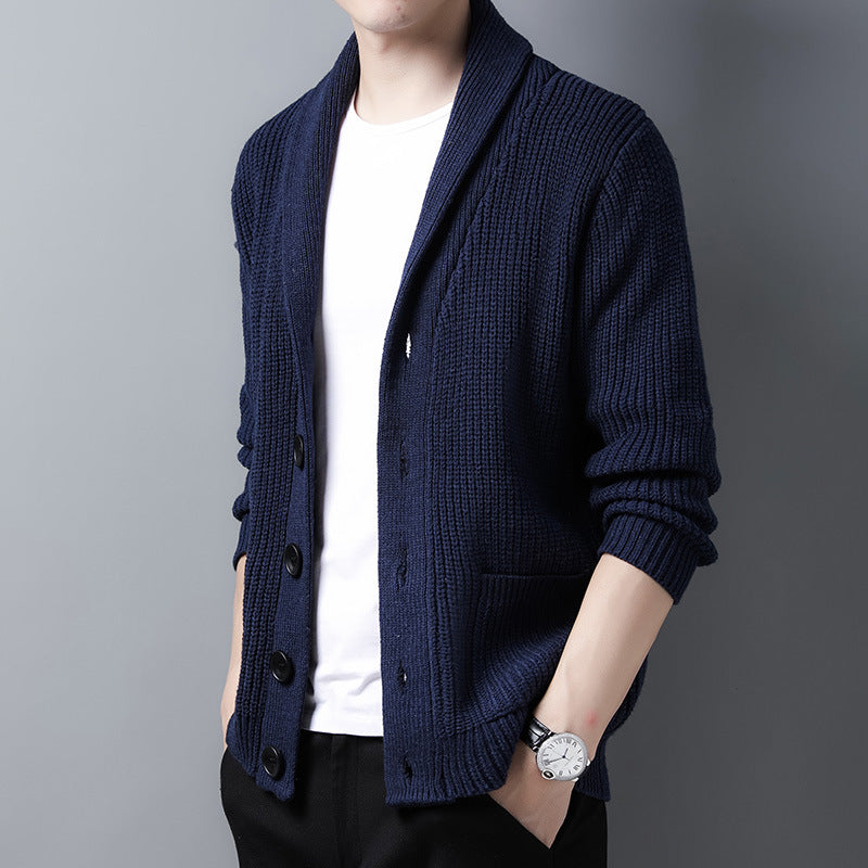 Sweter z kołnierzem szalowym dla mężczyzn