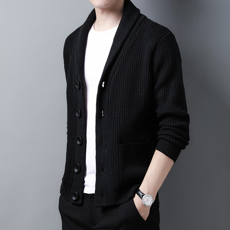 Sweter z kołnierzem szalowym dla mężczyzn