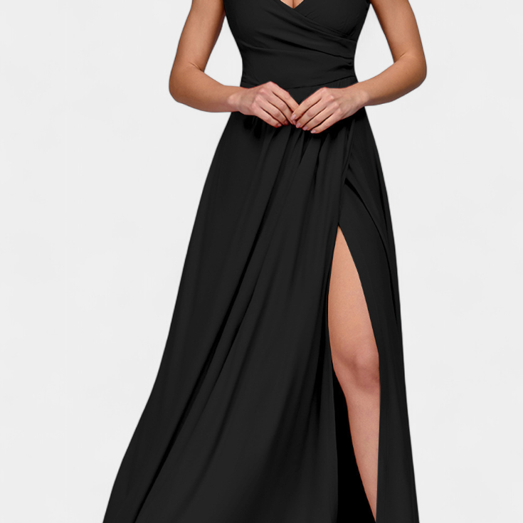 Sukienka Tatiana z Drapowaniem Z Przodu i Zakrytym Wycięciem