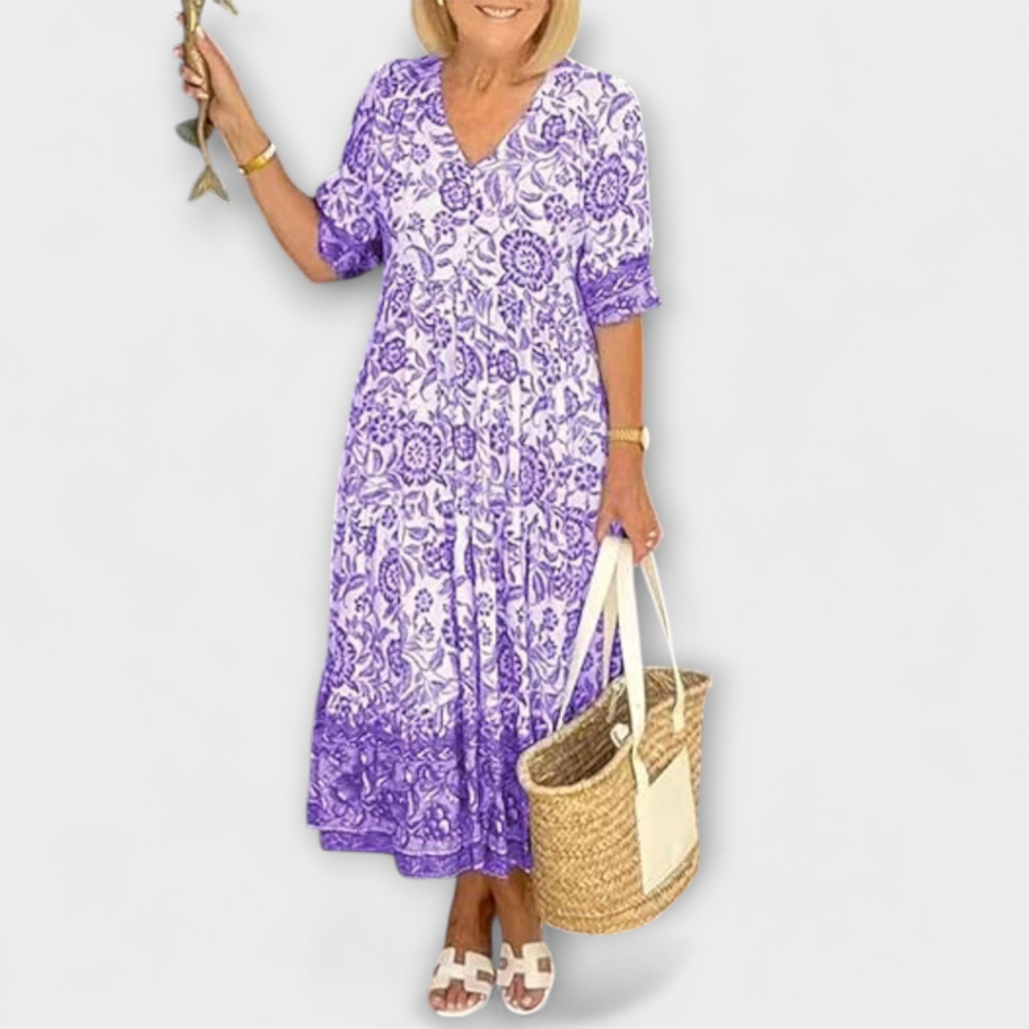 Kaitlin - Elegancka kolorowa sukienka o zwiewnym designie