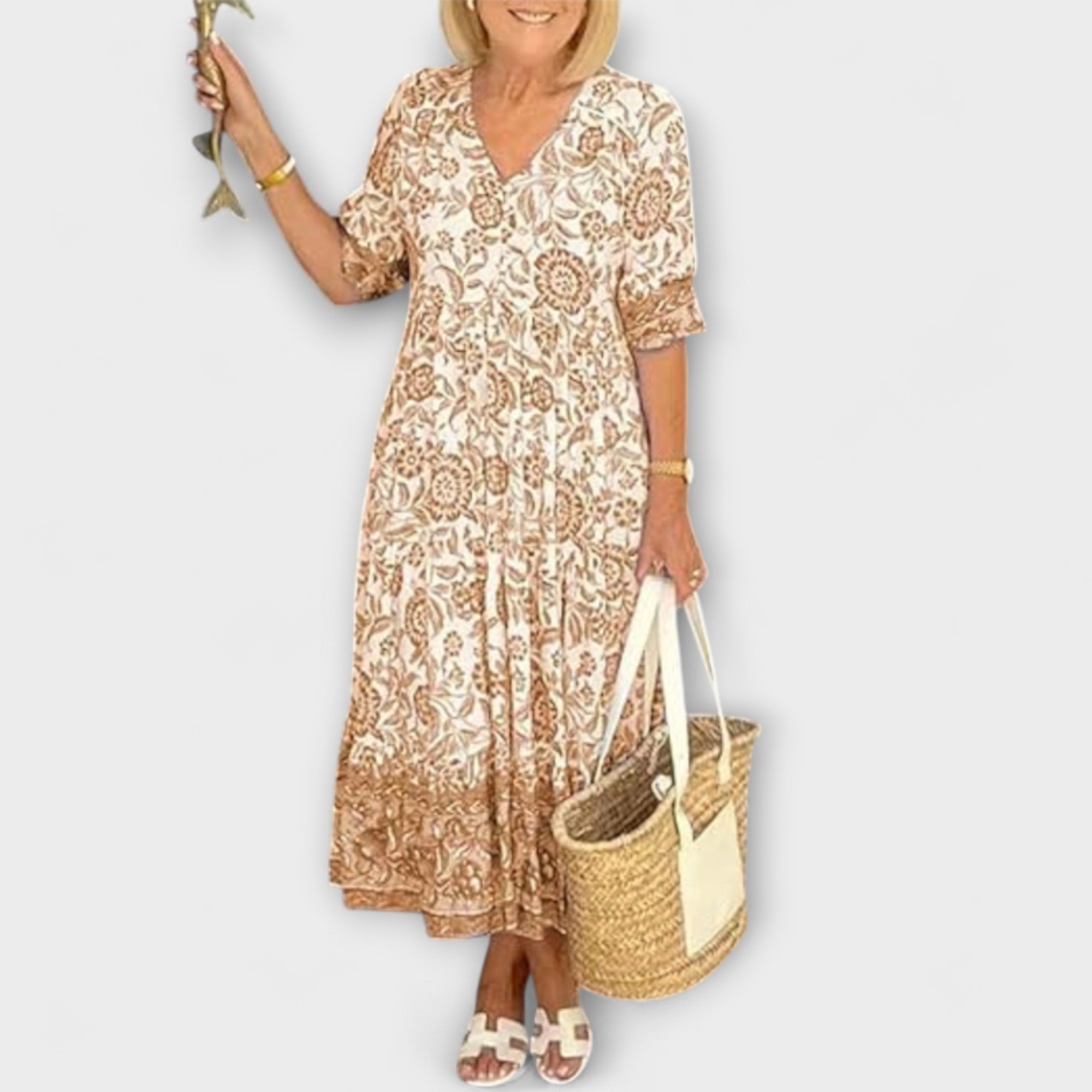 Kaitlin - Elegancka kolorowa sukienka o zwiewnym designie