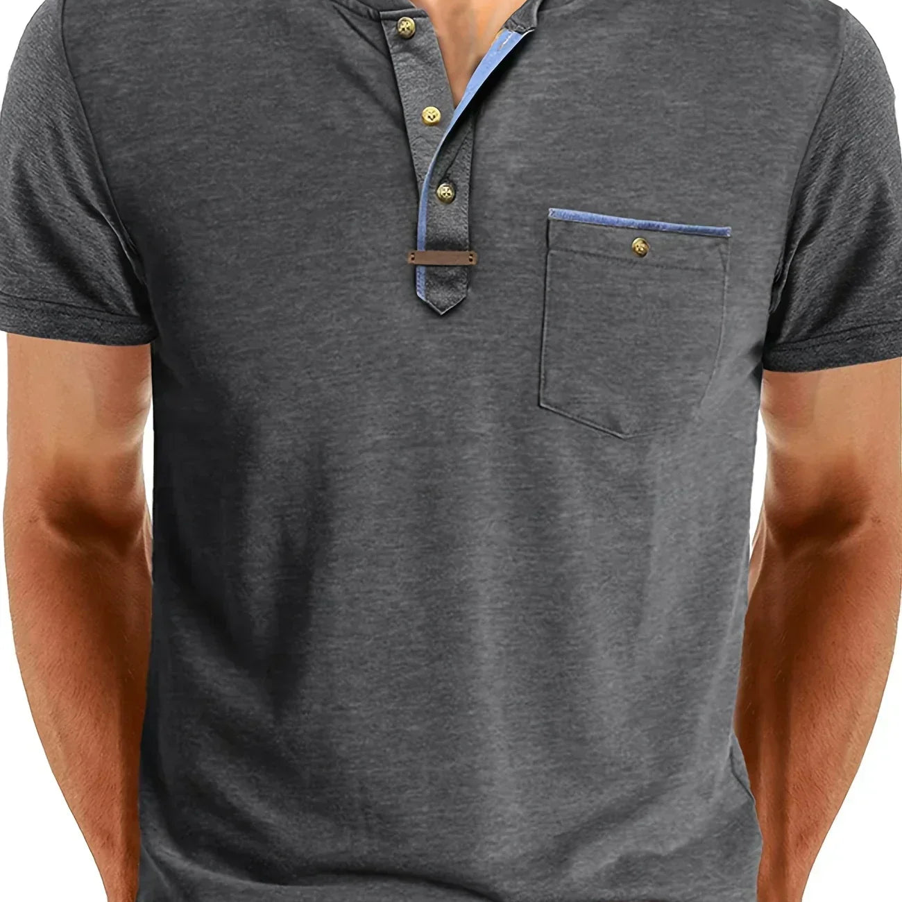 Miękka podstawowa koszulka z kieszonką na piersi dla mężczyzn