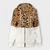 Lea - Fleece'owa kurtka z kapturem w leoparda