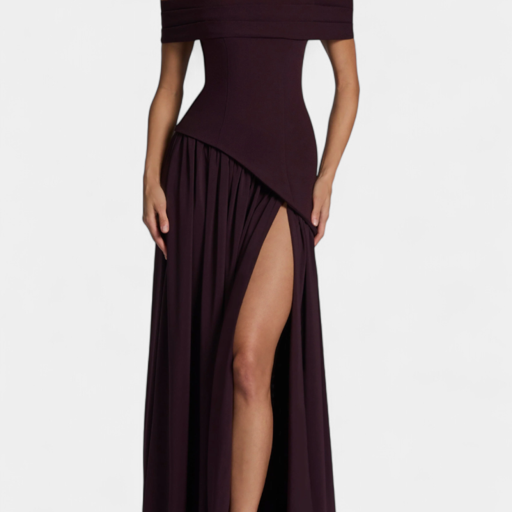 Sukienka bez Rękawów z Szyfonu z Bocznie Rozcięciem