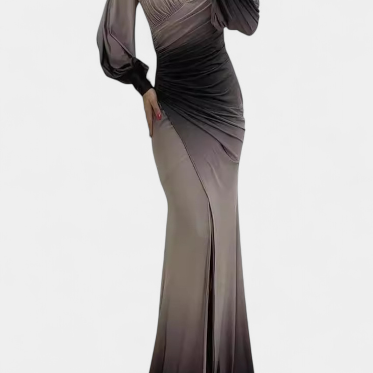 Sukienka Sylwiana Maxi Ombre z Odkrytymi Ramionami