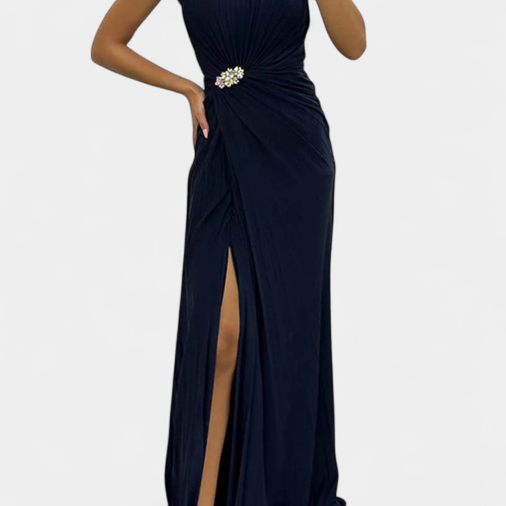 Sukienka Maxi Emilia z Plisowaniami i Boku