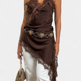 Katarina Mini Sukienka z Ramiączkami i Koronką