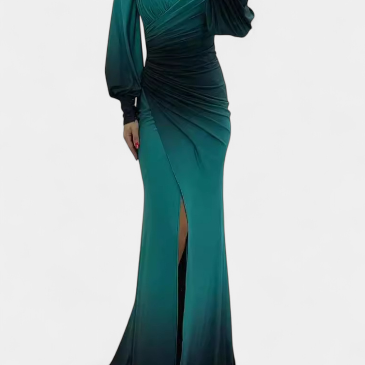 Sukienka Sylwiana Maxi Ombre z Odkrytymi Ramionami