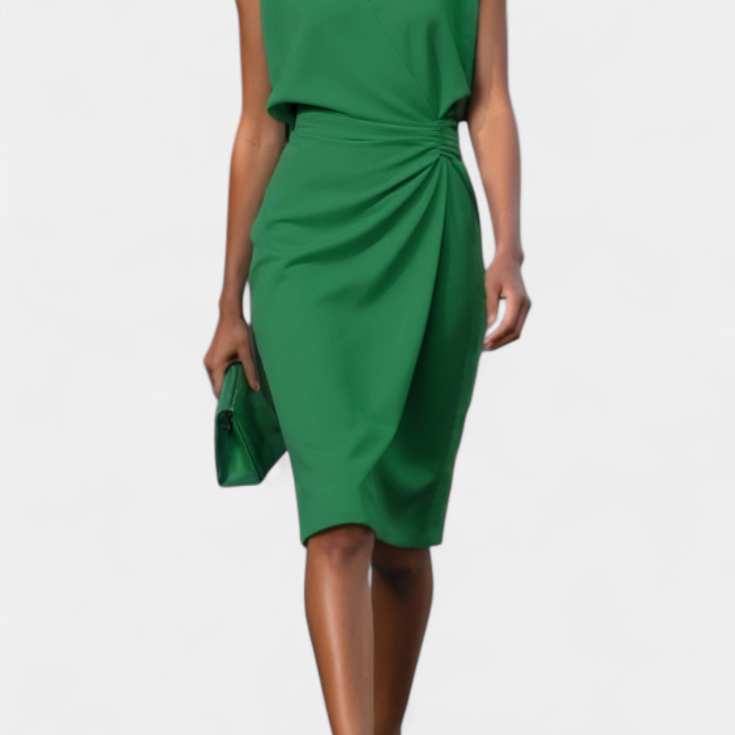 Sukienka Masha Midi z Długimi Rękawami i Okrągłym Dekoltem