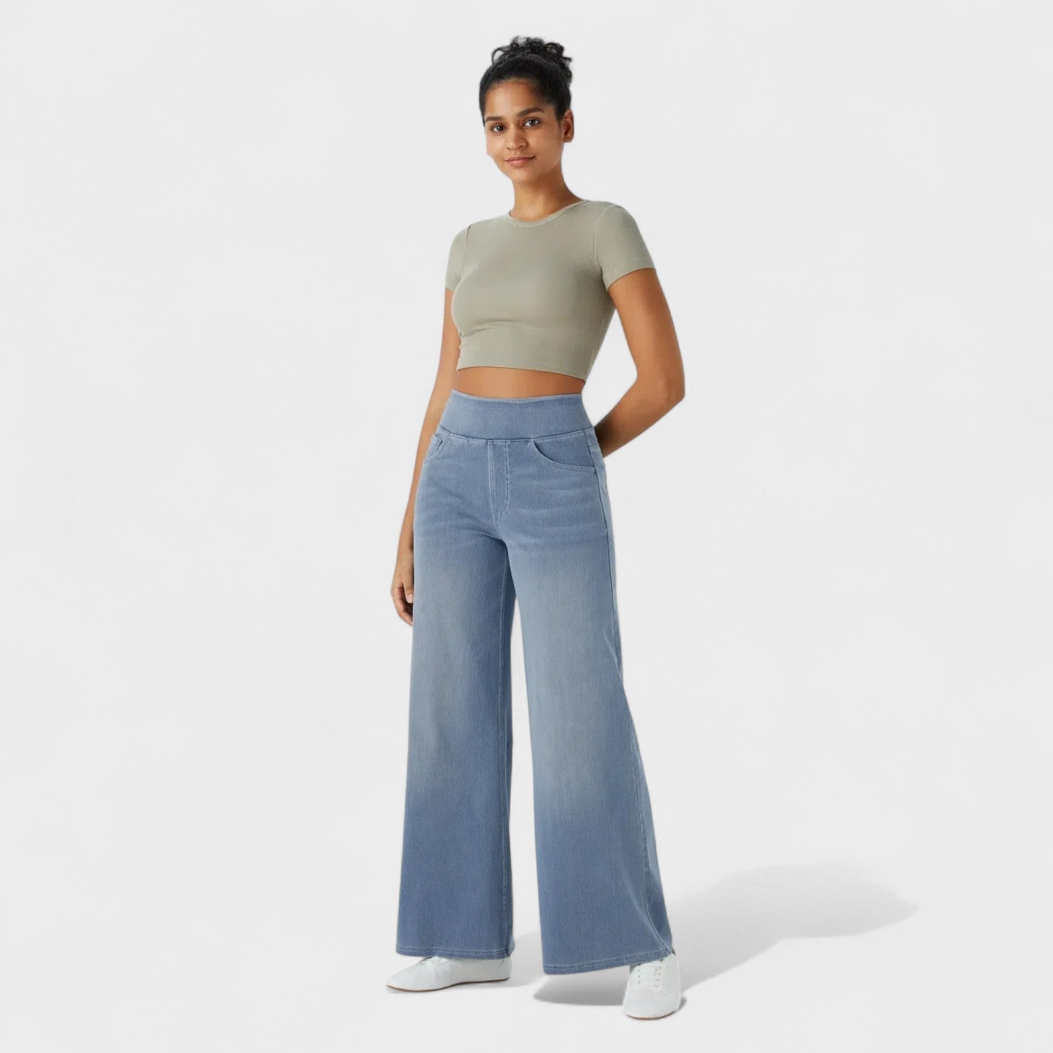 Stefania - Dżinsowe spodnie z szeroką nogawką